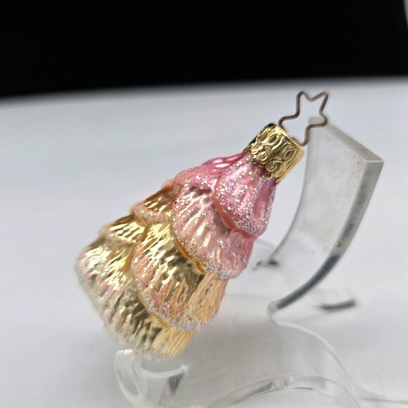 Inge Glas Pink Tree Coat Glass Christmas Ornament Germany 2.5" - Picture 3 of 6